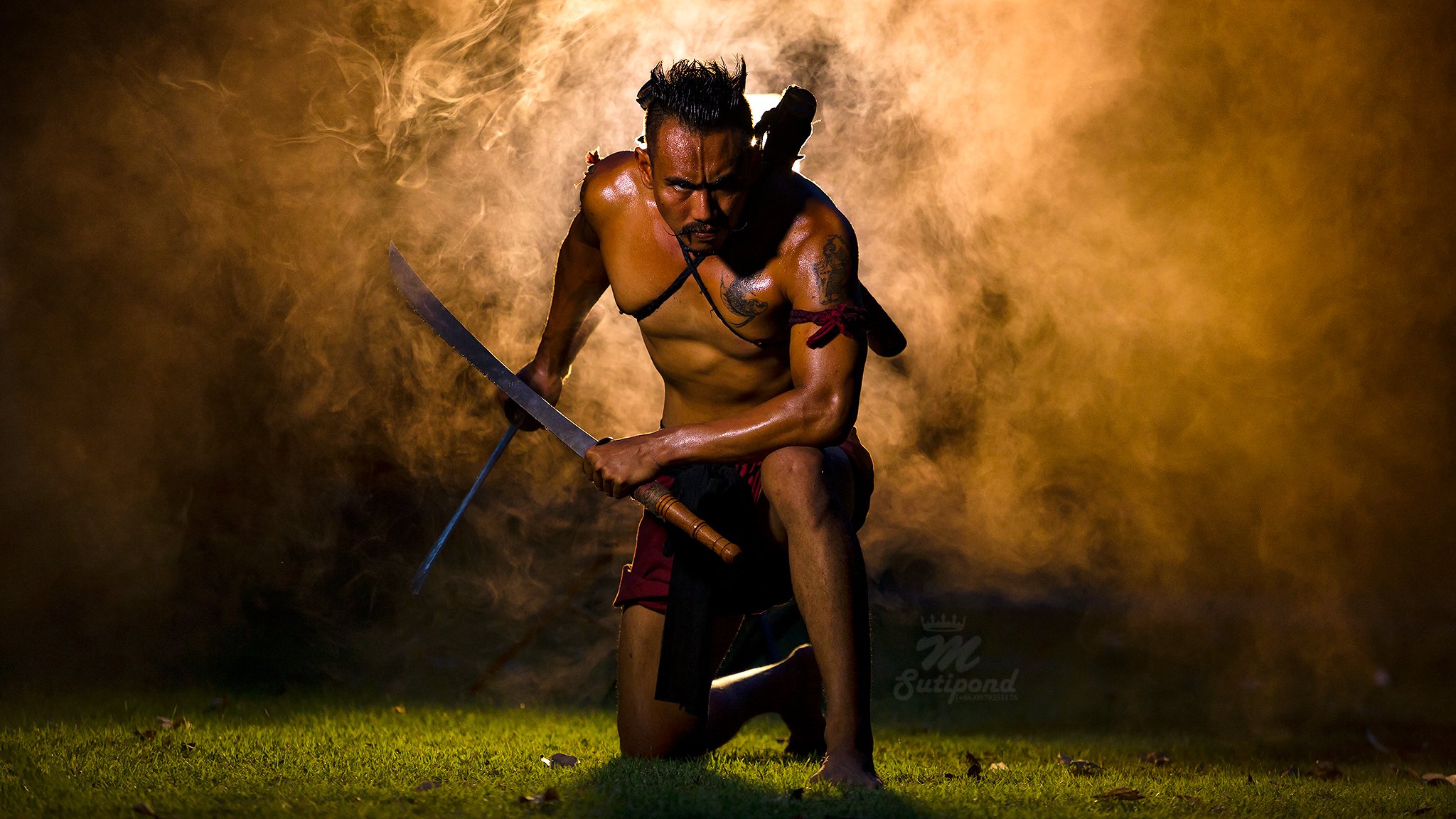 warlord,man,portrait, warrior,Thai,fight,, SUTIPORN SOMNAM