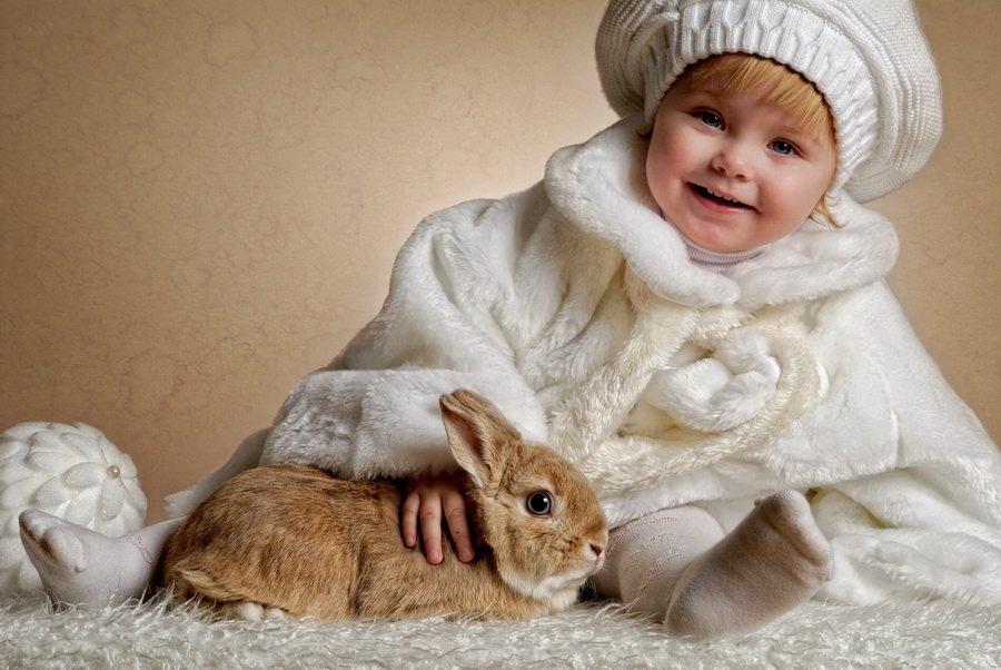 портрет, ребенок, зайцы, кролик, новый год, улыбка, дети, шубка, шапка, Анастасия Овчинникова