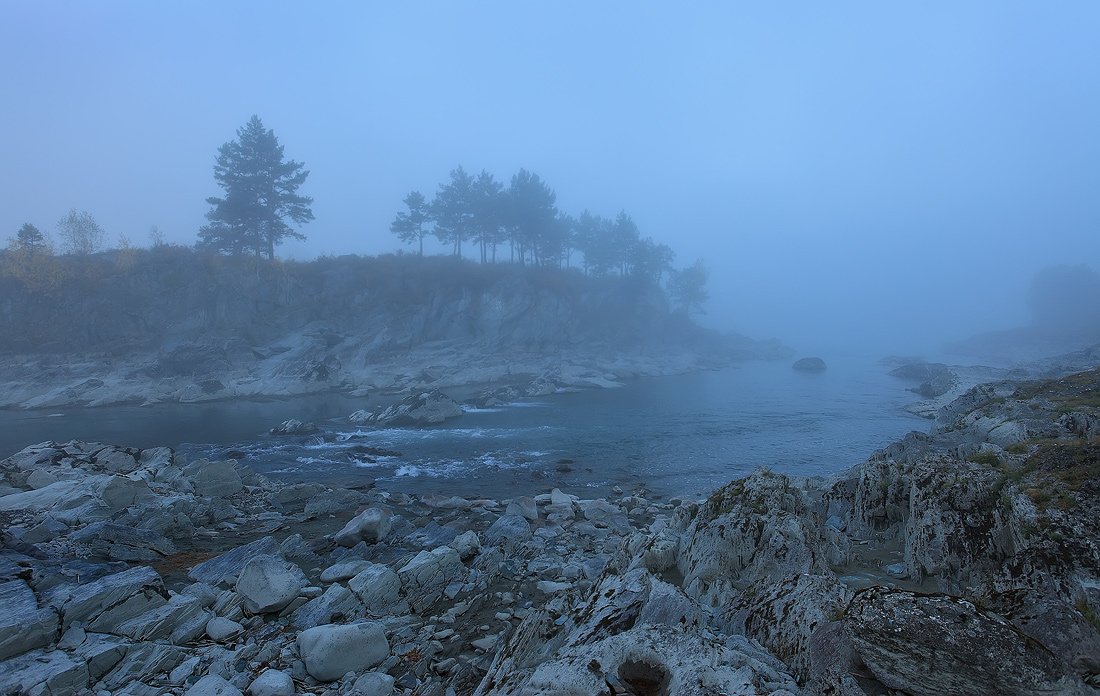 пейзаж, природа, туман, утро, алтай, камни, катунь, река, берег, горы, осень, Sokolova Tatiana