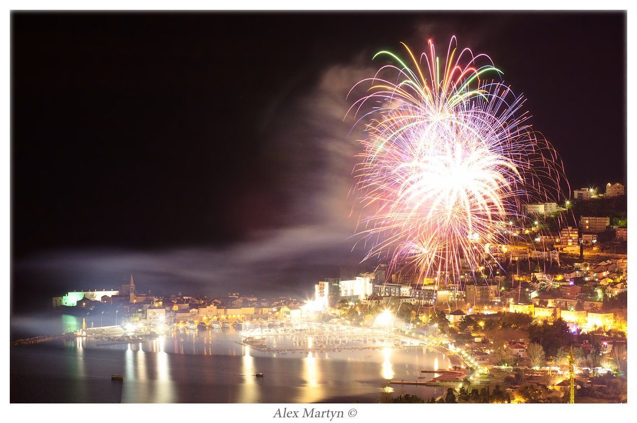 будва, черногория, , море, салют, новый год, Alexander Martynov