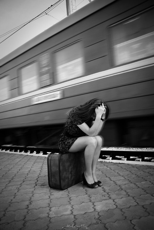 девушка, поезд, Oleg