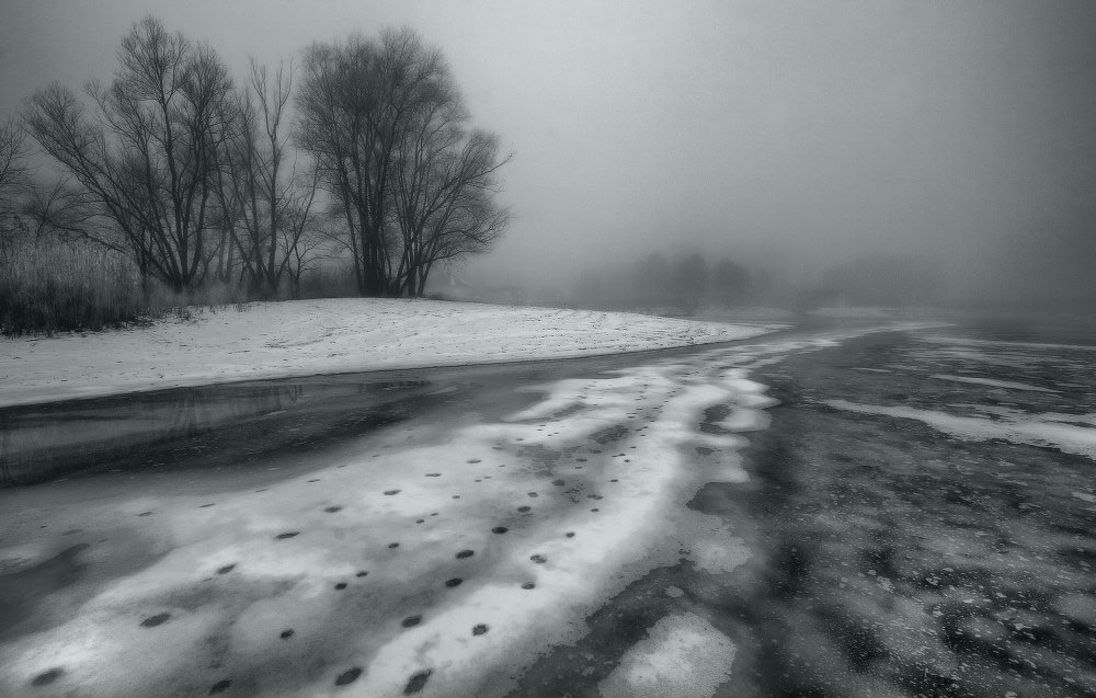 зима, туман, утро, оттепель, снег, лёд, Петриченко Валерий