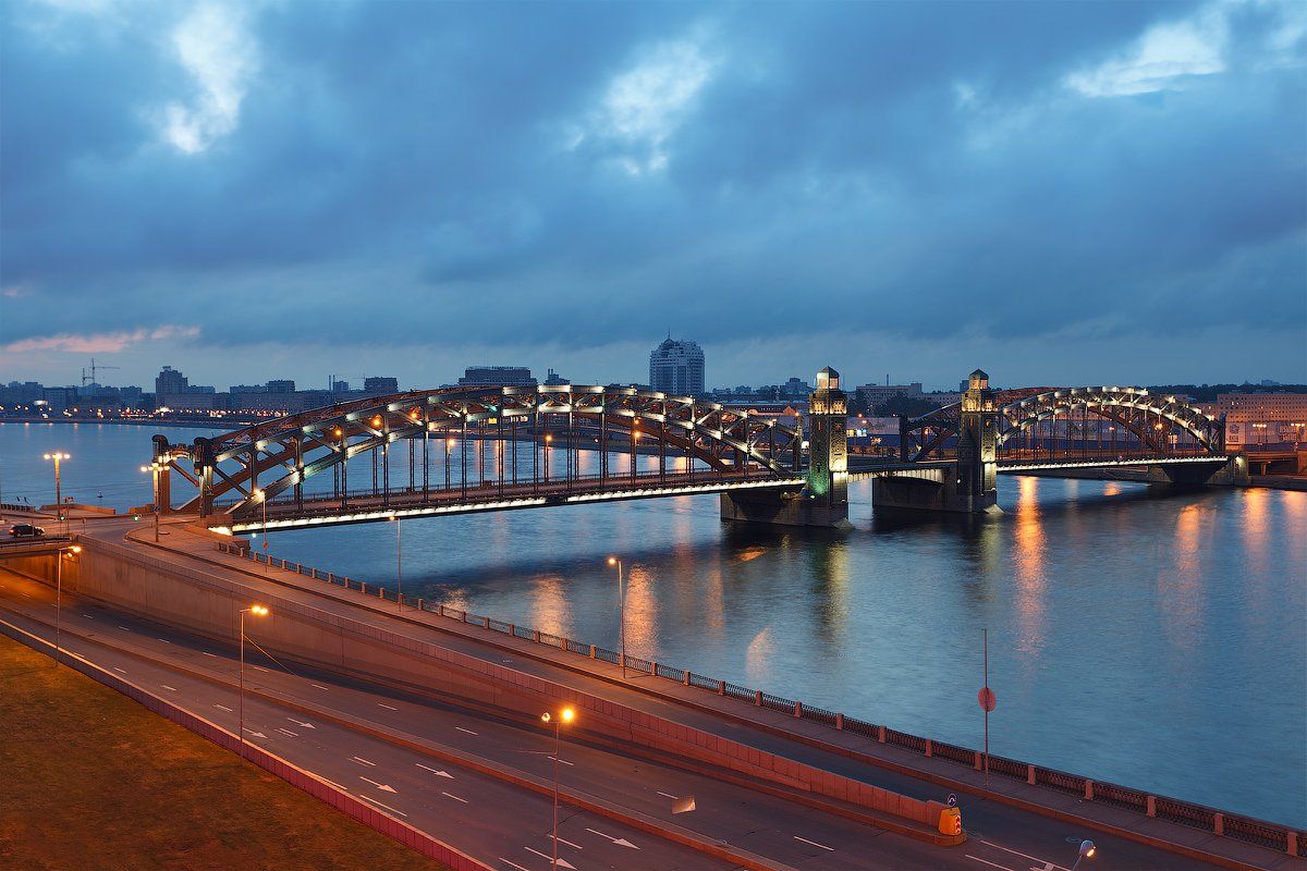 белые ночи, большеохтинский мост, мост петра великого, санкт-петербург, Alex Darkside