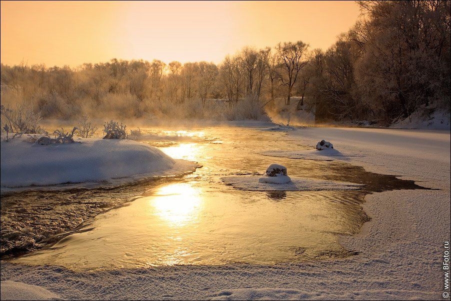 река, липецкая область, красивая меча, зима, рассвет, Алексей Строганов