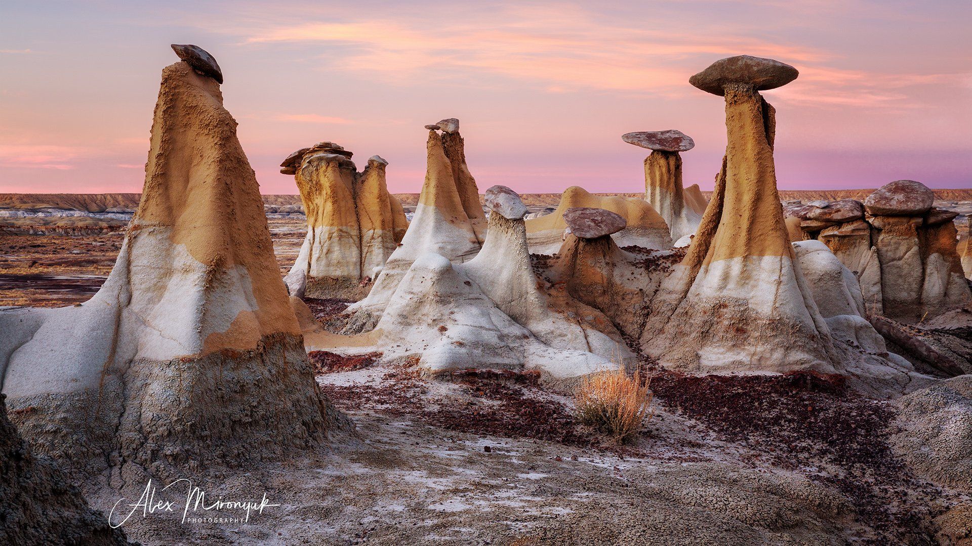 пустыня, сша, худу, закат, сумерки, каменные грибы, глина, эррозия, Alex Mironyuk