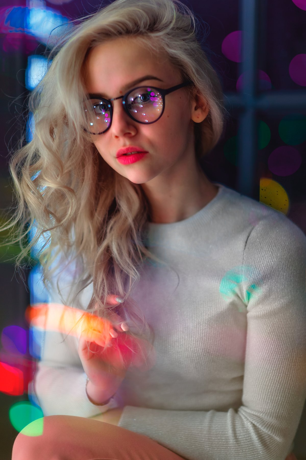 lights neon portrait  night, Салават Халиков