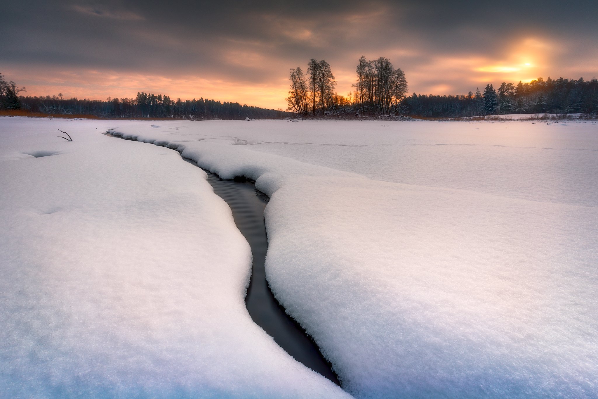winter snow poland podlasie sky water clouds colors mood, Maciej Warchoł