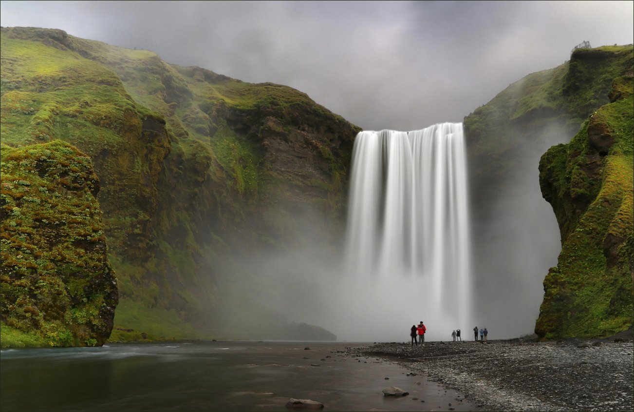 skogafoss, скогафосс, исландия, iceland, водопад, waterfall, длинная выдержка, long exposure, вода, water, Вера