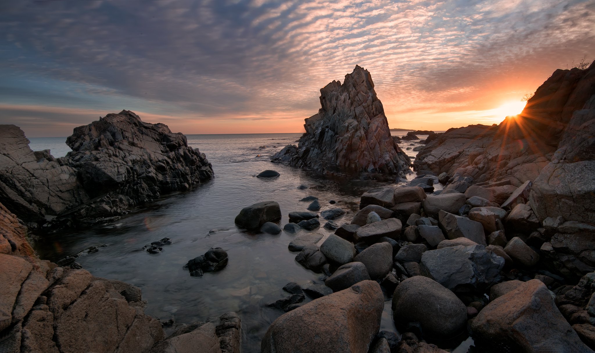 sunrise, rocks, sea,, Атанас Донев