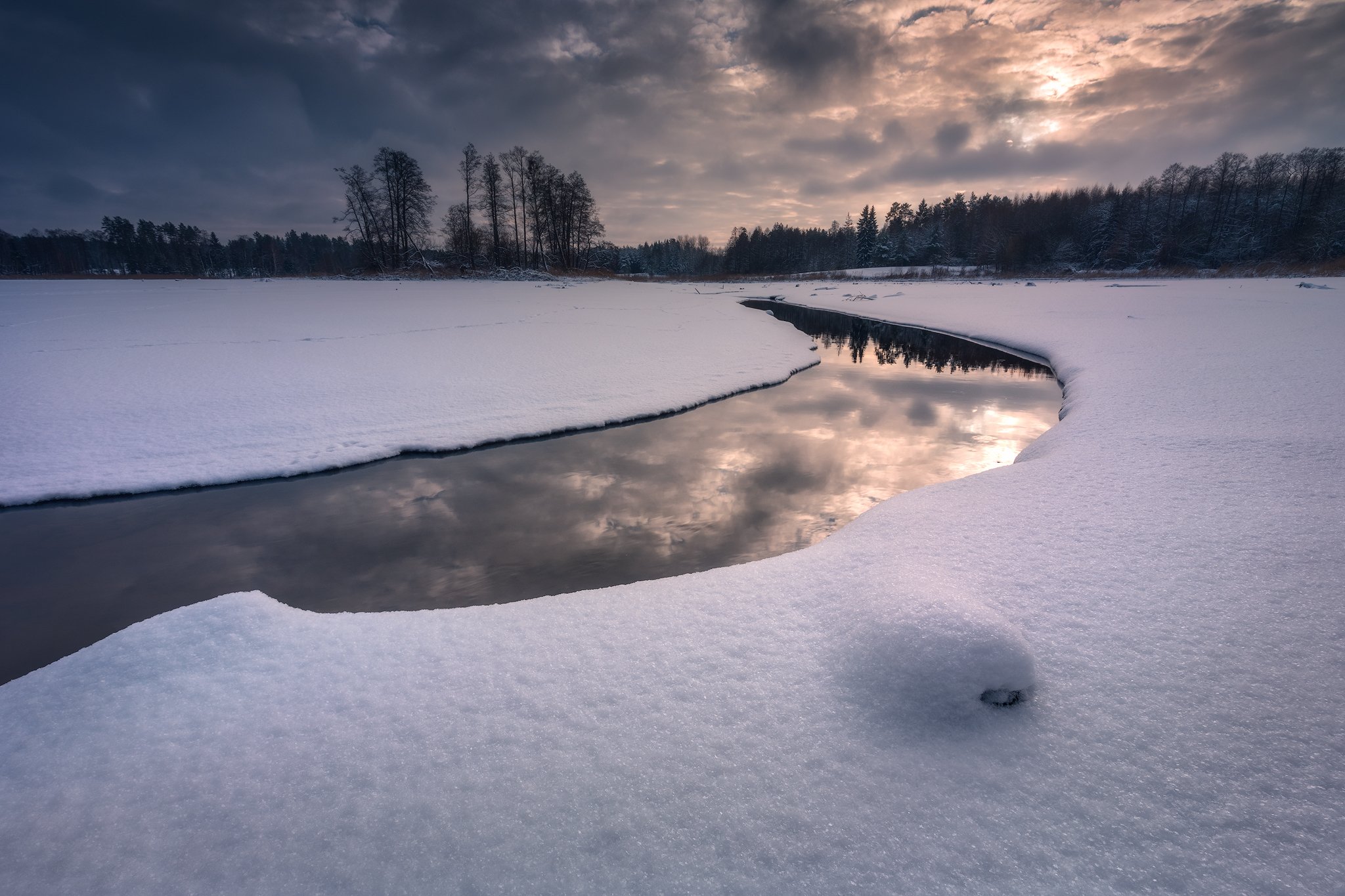 winter snow poland podlasie sky water clouds colors mood komosa golden hour sunset cool, Maciej Warchoł