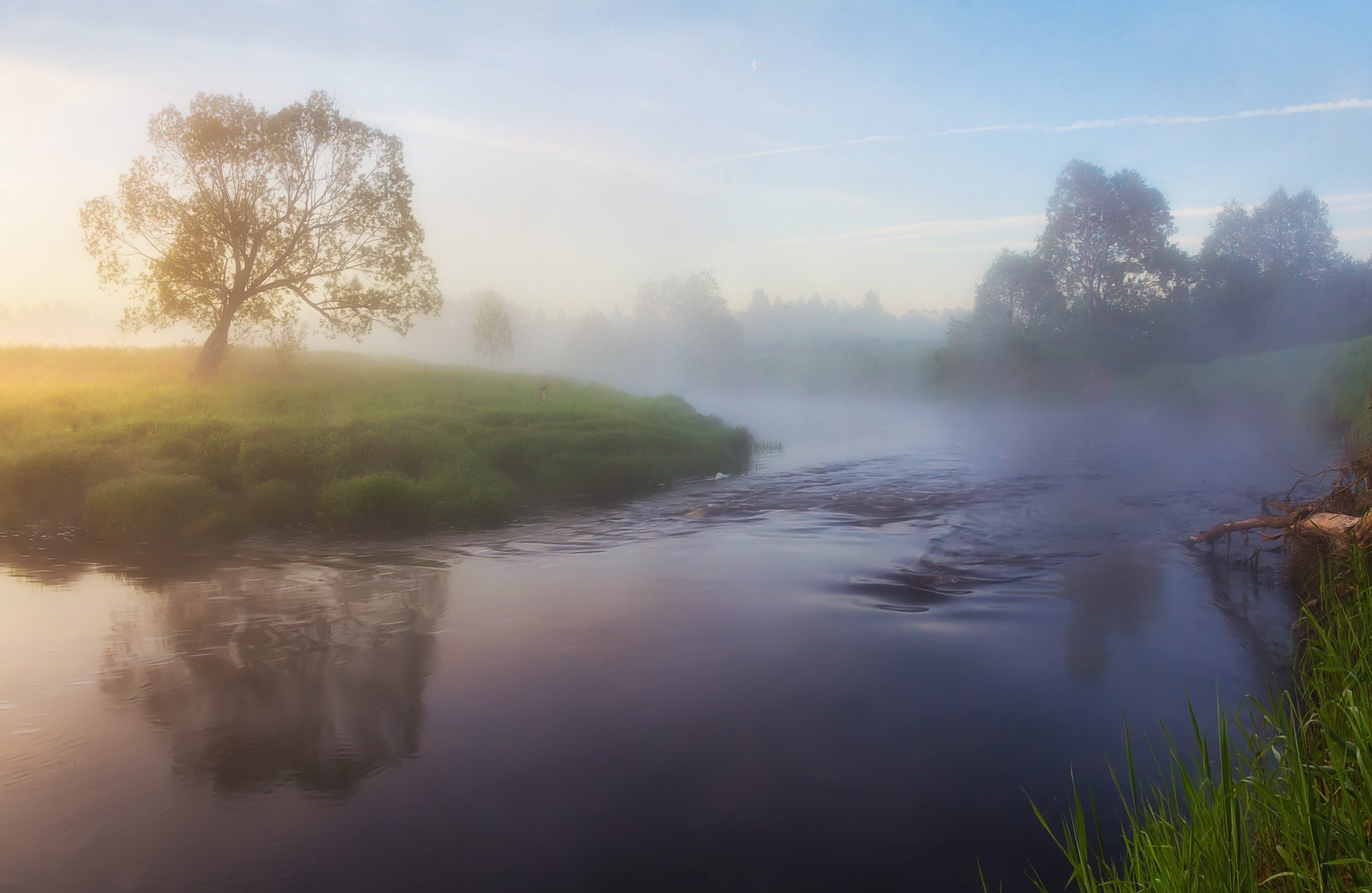 река, туман ,утро, лето, Павел Ващенков
