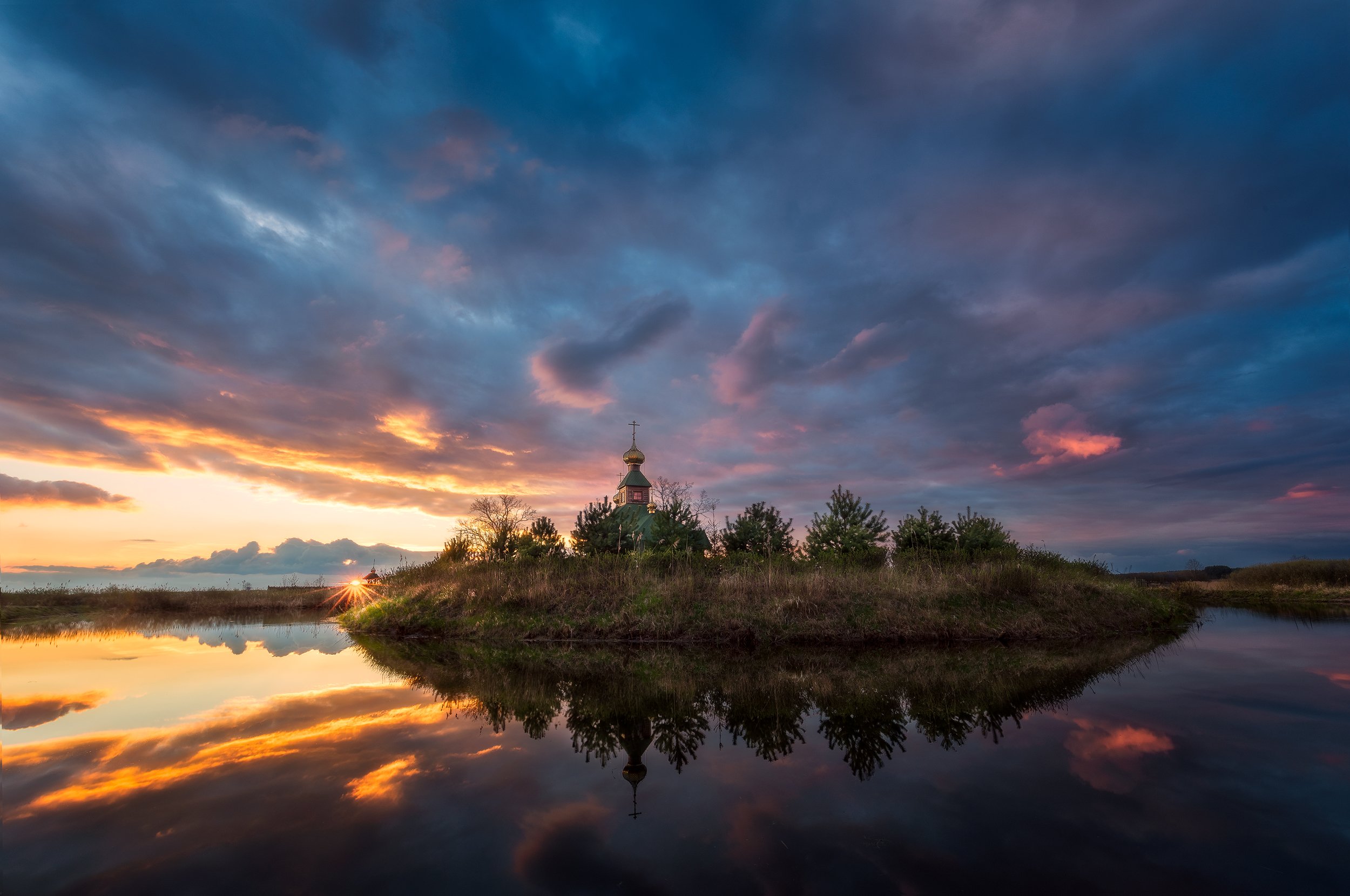 lake poland podlasie sunset sky clouds water colors mood odrynki trunk monastery, Maciej Warchoł