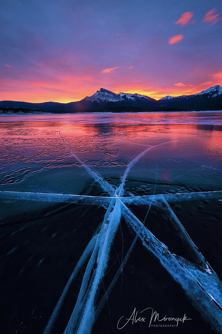 лед, зима, озеро, пузыри, закат, небо, канада, фото-тур,, Alex Mironyuk