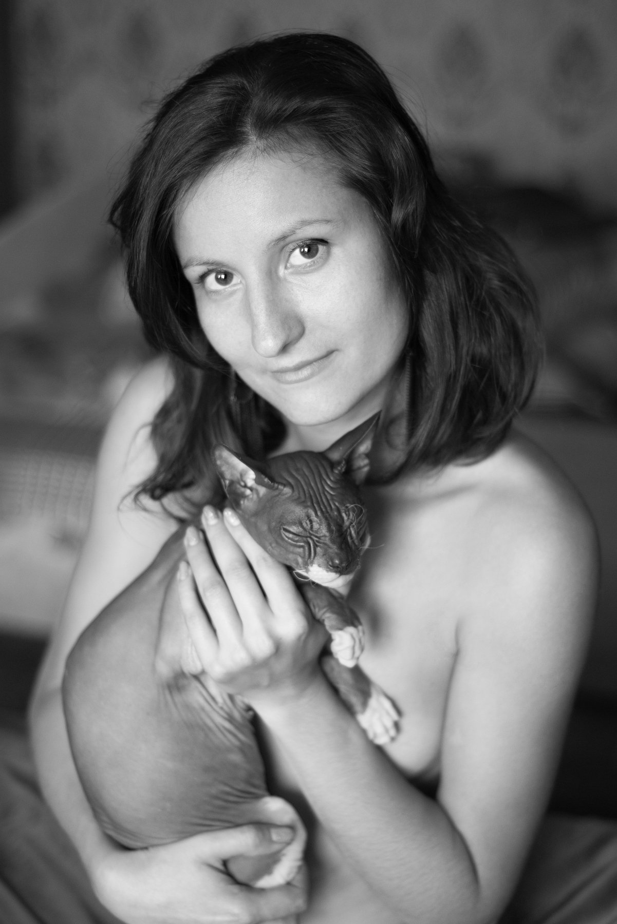портрет женский портрет девушка кошка, Александра Литвиненко