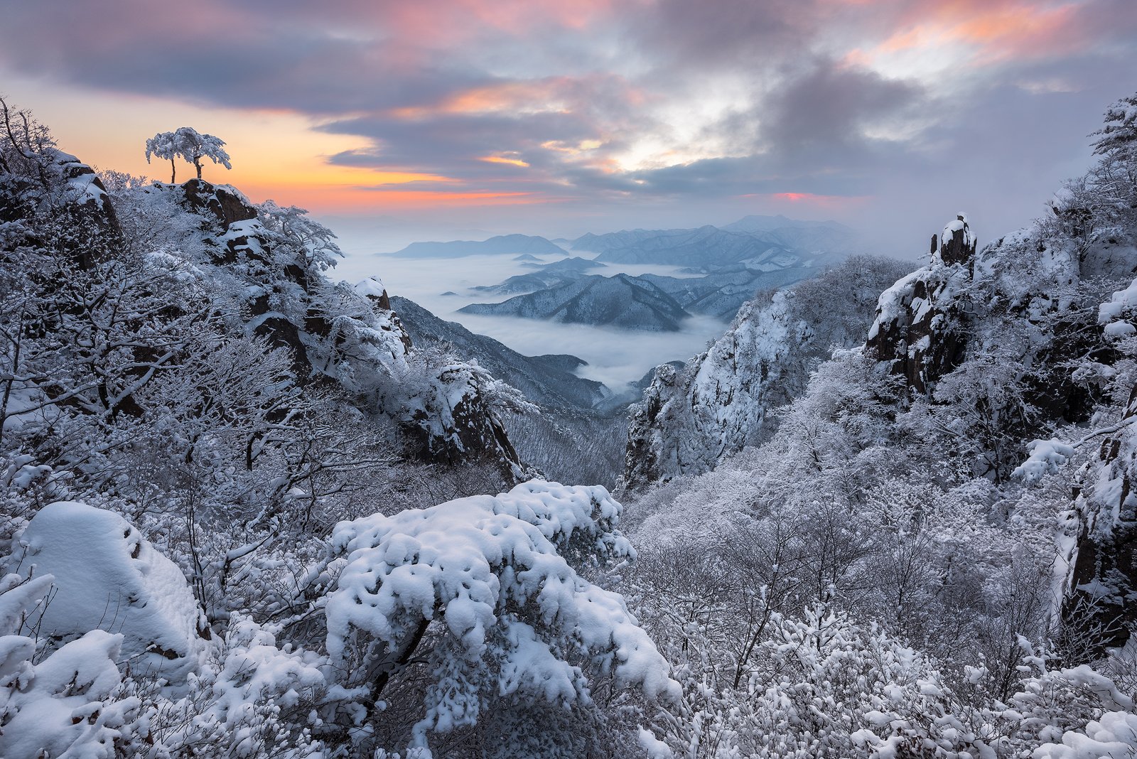 snow-capped, mountain range, mountain peak, winter, Jaeyoun Ryu