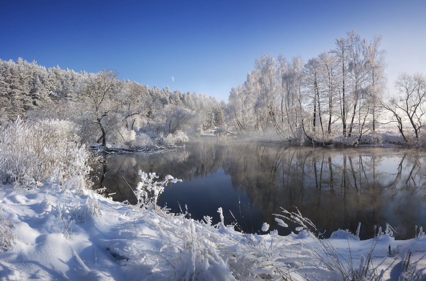 январь, река, мороз, иней,, Сергей Шабуневич