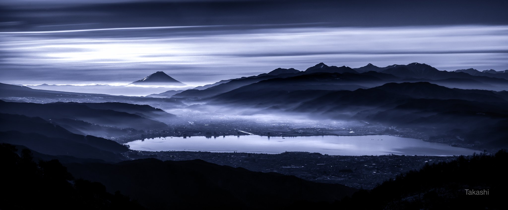 Fuji,mountain,Japan,cloud,lake,blue,morning,, Takashi
