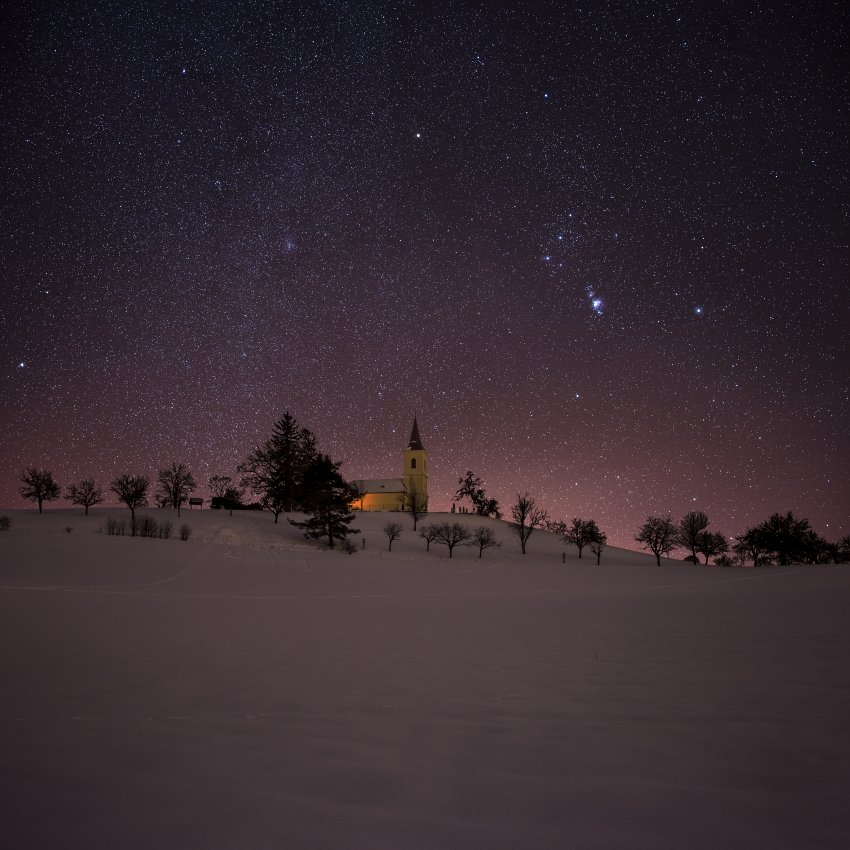 church, stars, orion, galaxy, night, nightscape,, Jakub Müller