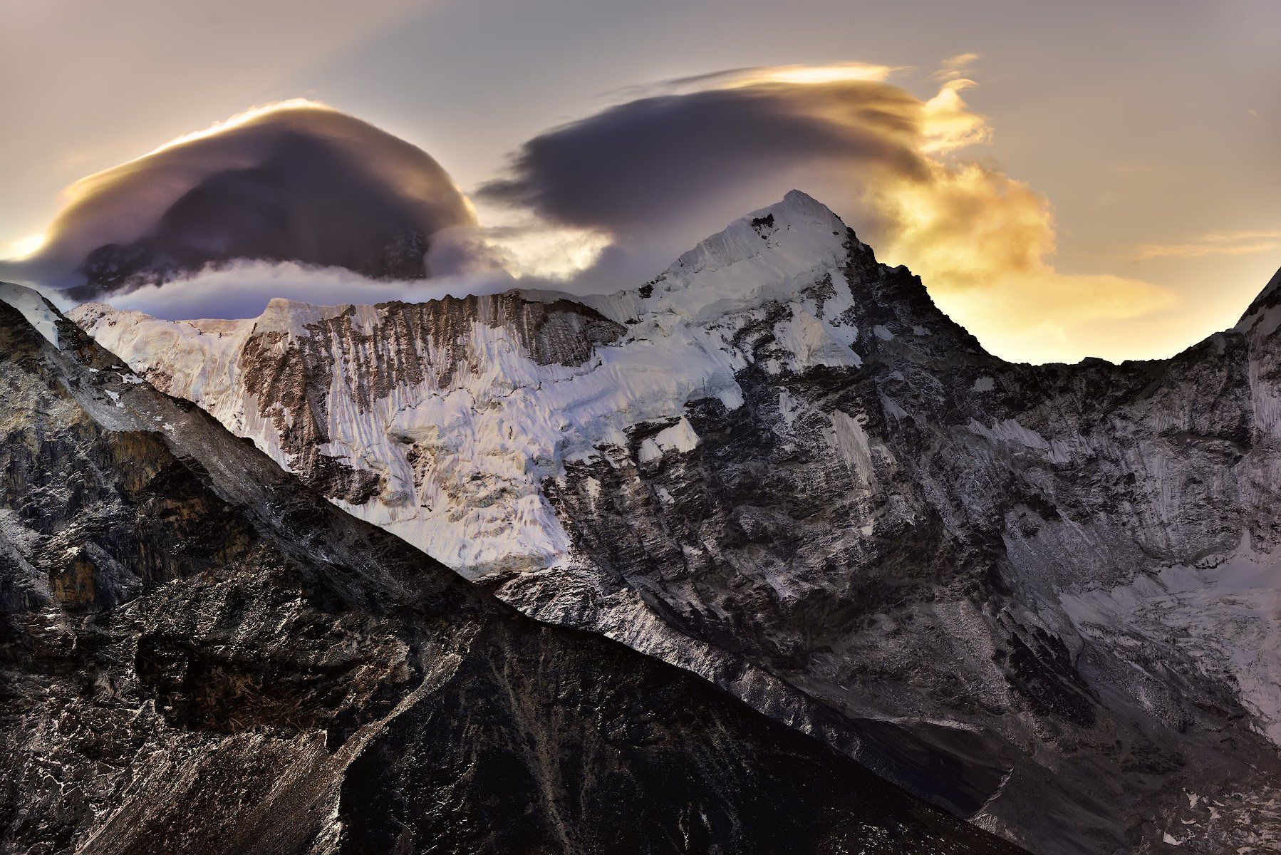 горы, утро, непал, гималаи, облака, Владислав Храмцов