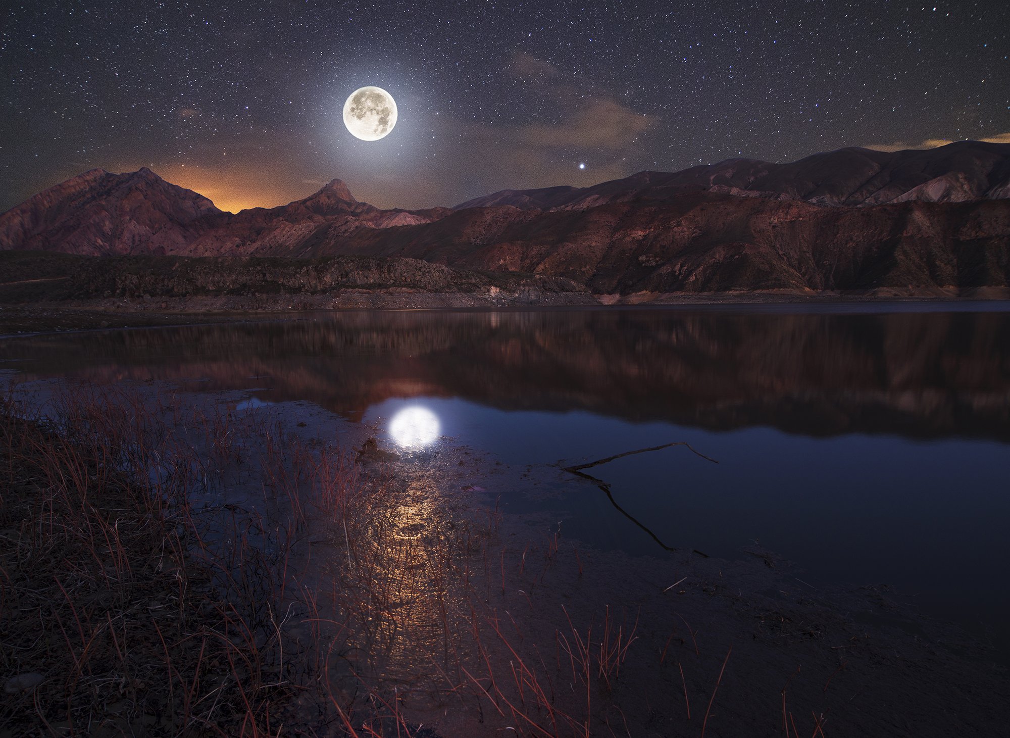 moon, landscape, astro, night , lake, Inga Avanesova