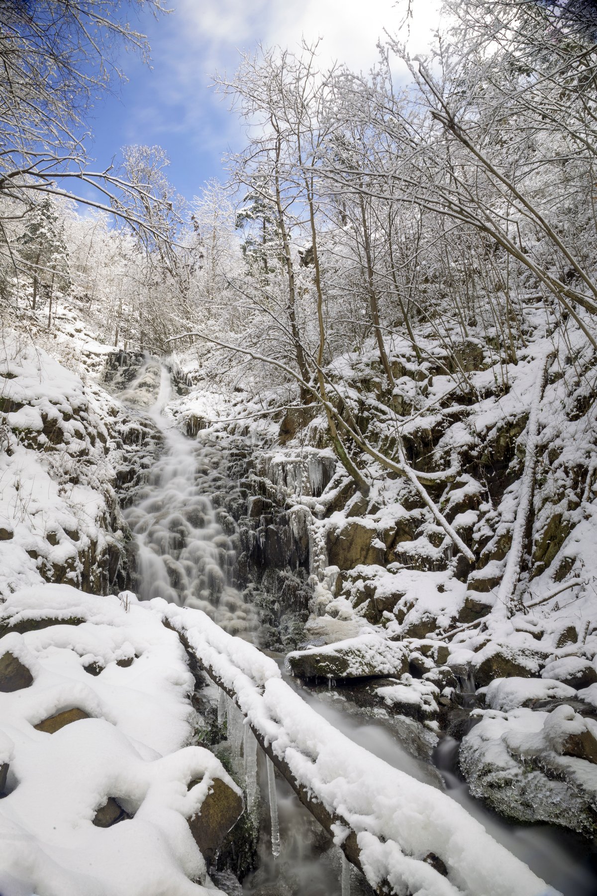 apuseni,winter,water,snow,trees,sky,waterfall,, Marius Turc