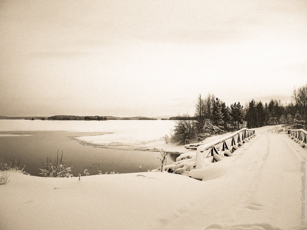 #photobydmitrygorkovets #blackandwhite #bridge #karelia #russia #winter #sunrise #sepia, Горковец Дмитрий