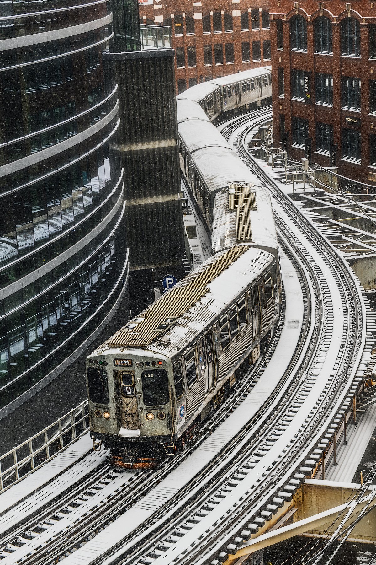 train, winter, chicago, snow, snowfall, epic, dramatic, lights, city, architecture, street,, Remo Daut