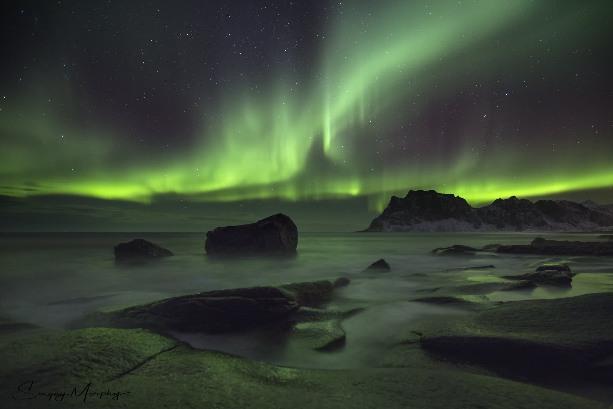 rocks northern lights lofotens norway, Sergey Merphy