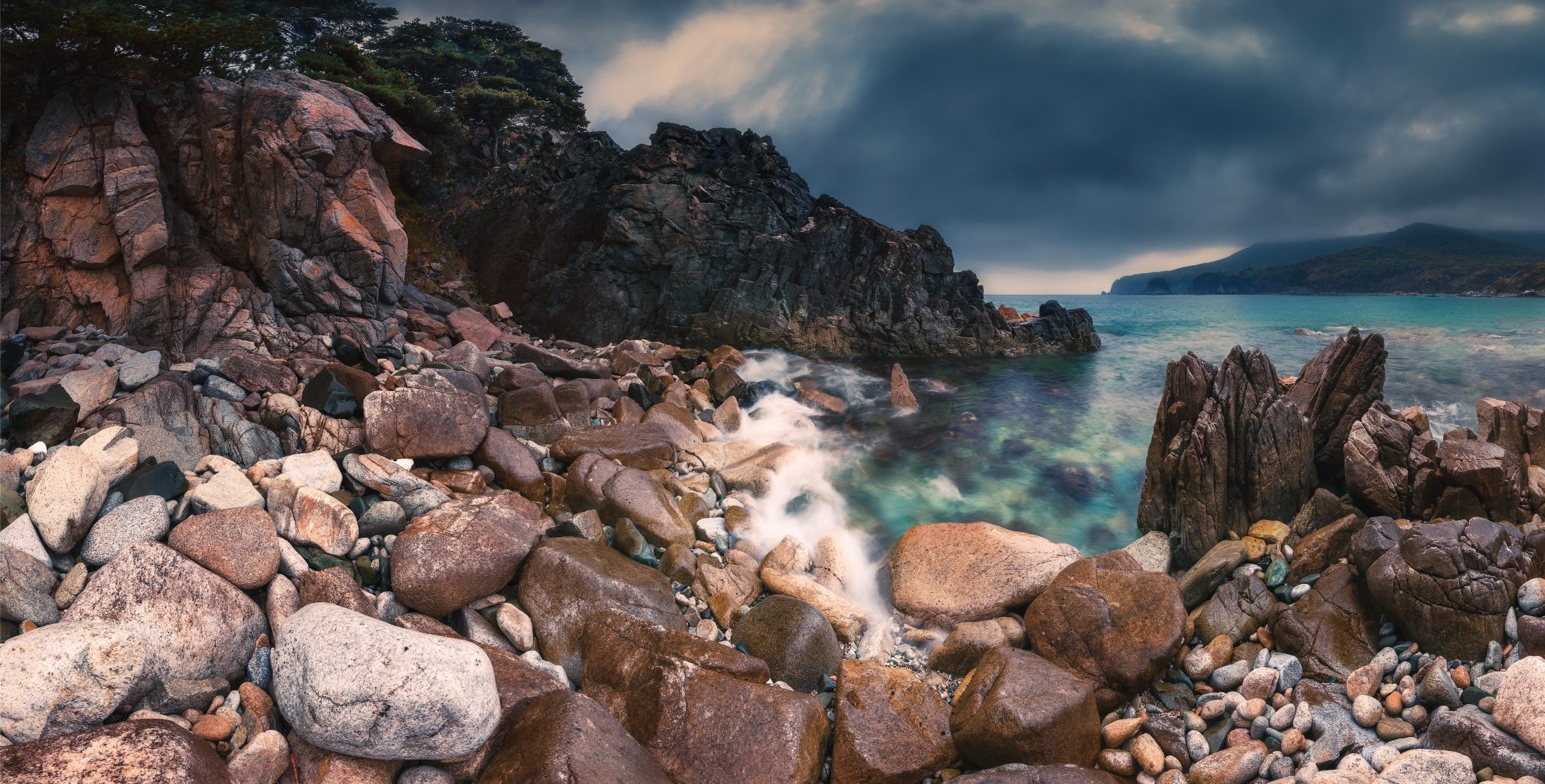 панорама, осень, море, скалы, Андрей Кровлин