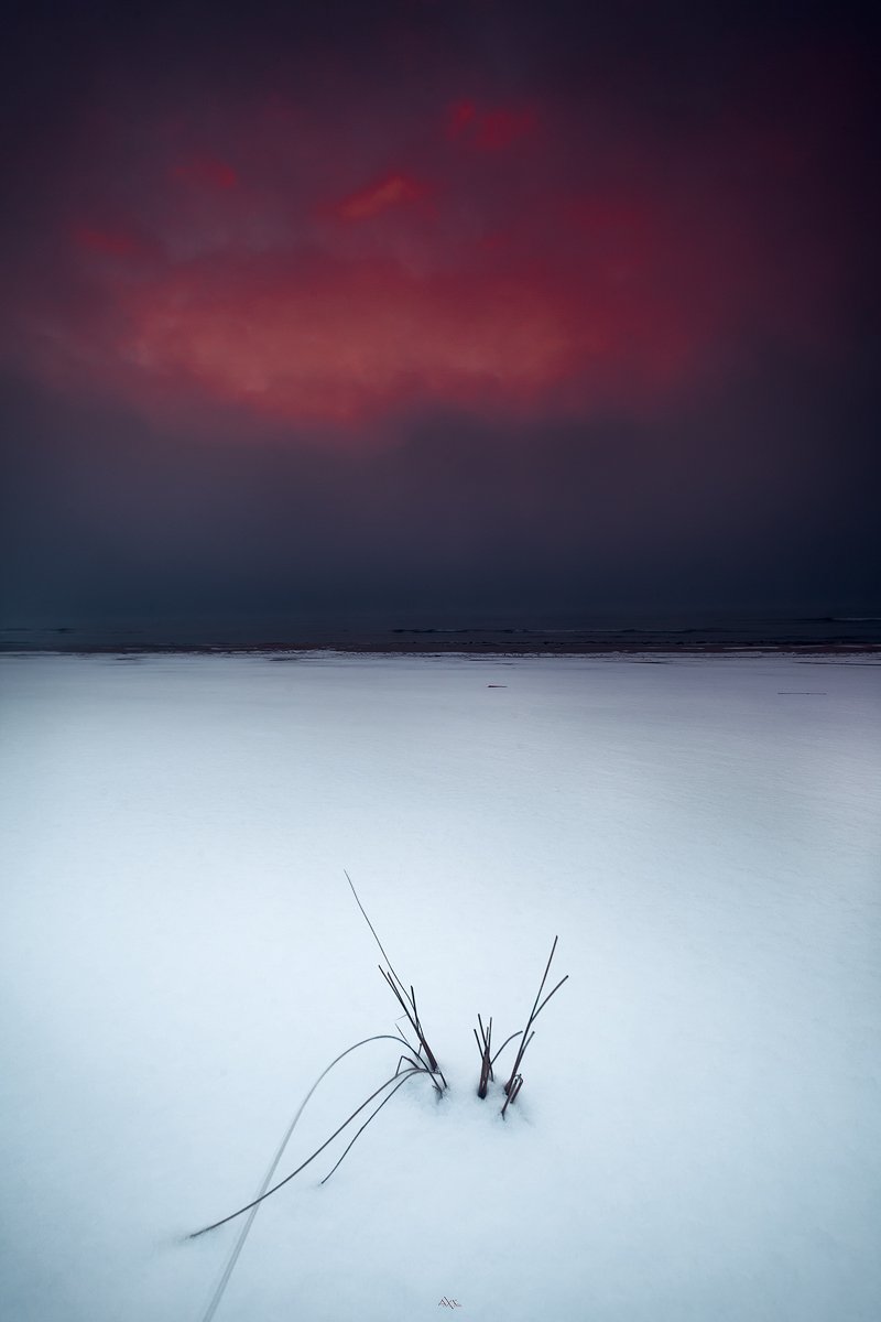landscape, seascape, winter, sunset, colors, fog the bloody fog, baltic sea, Руслан Болгов (Axe)