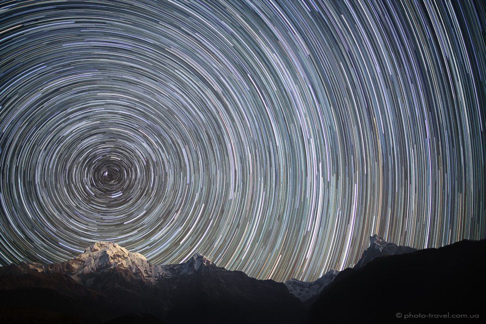 непал,  гималаи,  звезды,  аннапурна,  рыбий,  хвост,  мачапучаре,  ночь,  карусель,  земля,  звезда,  полярная, горы, Антон Янковой (www.photo-travel.com.ua)