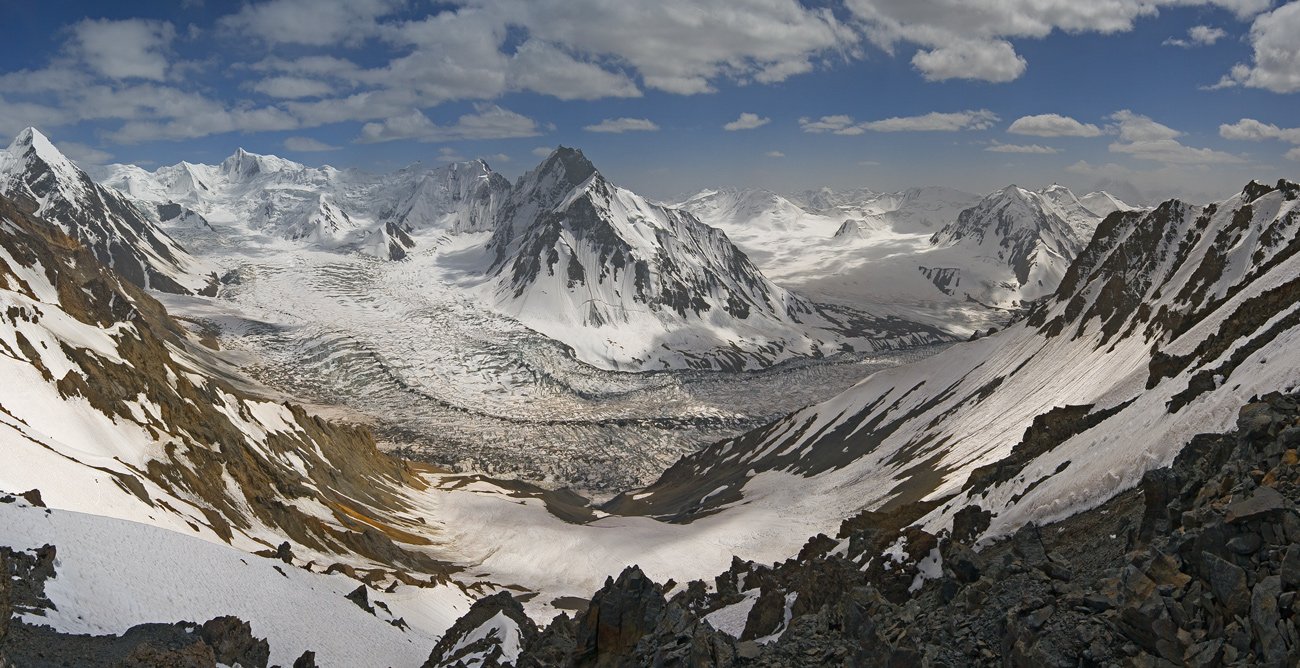 поход, памир 2010, вид с перевала летавето на лед гандо, Андрей Chogori Громов