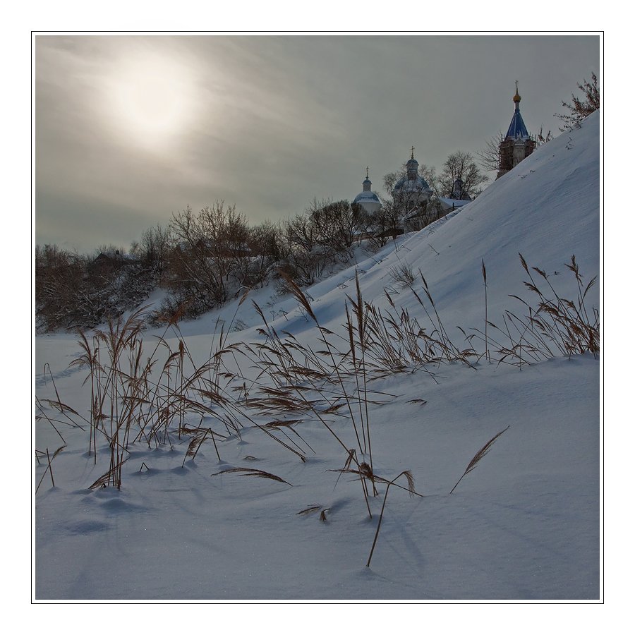 пейзаж, церковь, зима, снег, Oleg Dmitriev