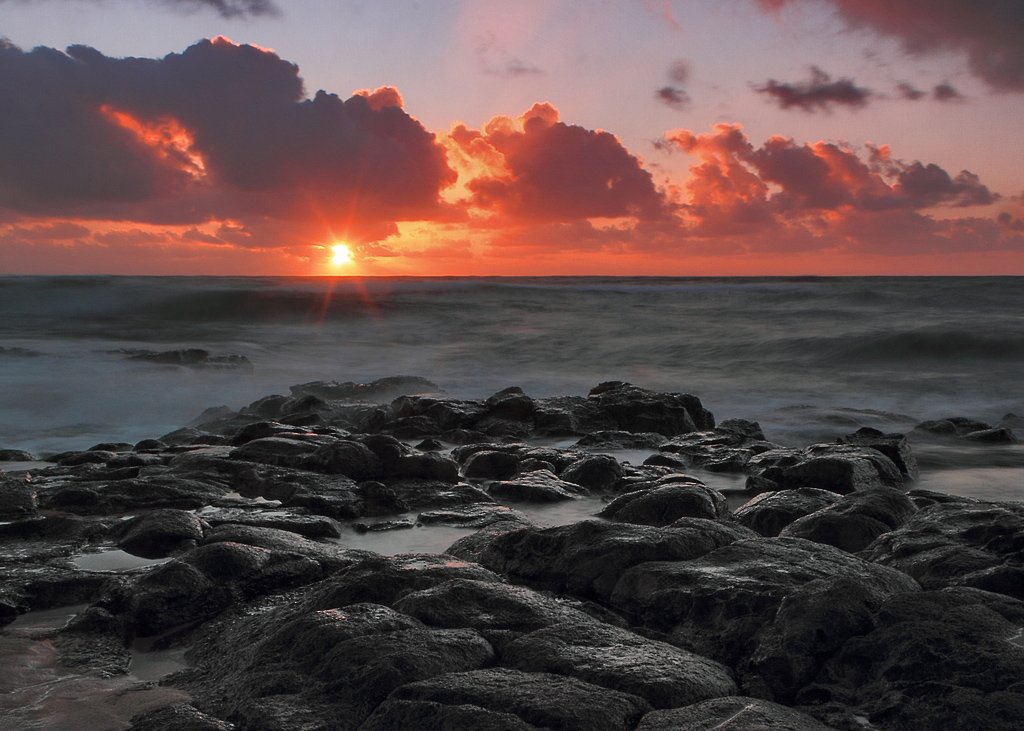 kapaa, kauai, восход, море, камни, Андрей Станко