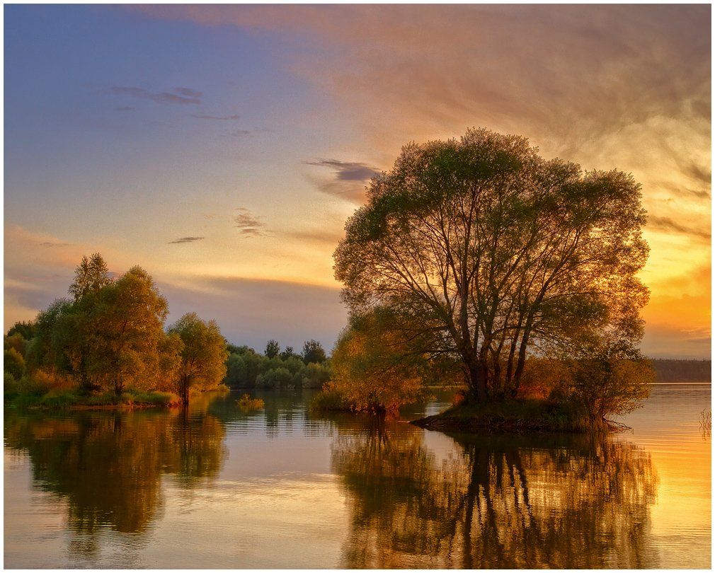 осень, пейзаж, озеро, небо, краски, Oleg Dmitriev
