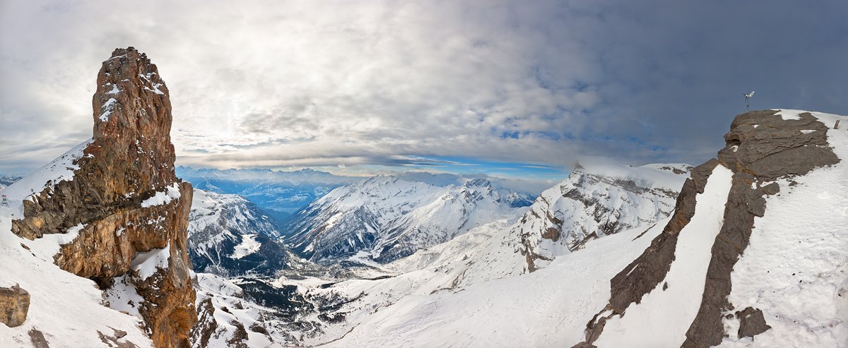 горы, скалы, зима, пейзаж, панорама, Михаил Кристев