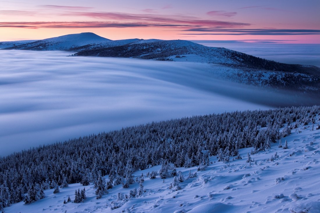 mountains, czech republic, krkonoše, giant mountains, longexposure, clouds, frozen, Jakub Müller