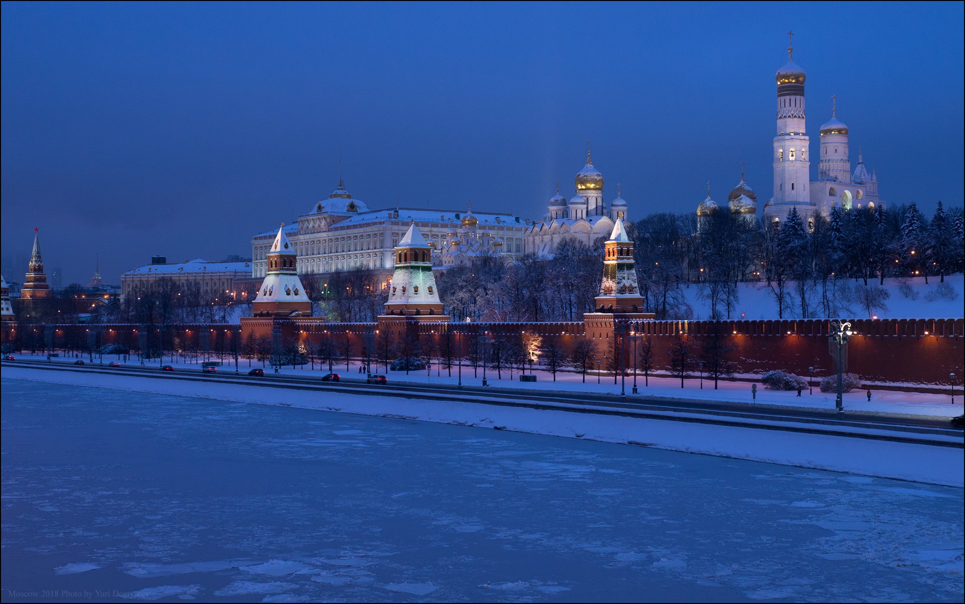 Москва, город, Кремль, зима, утро, река, снег, колокольня, Юрий Дегтярёв