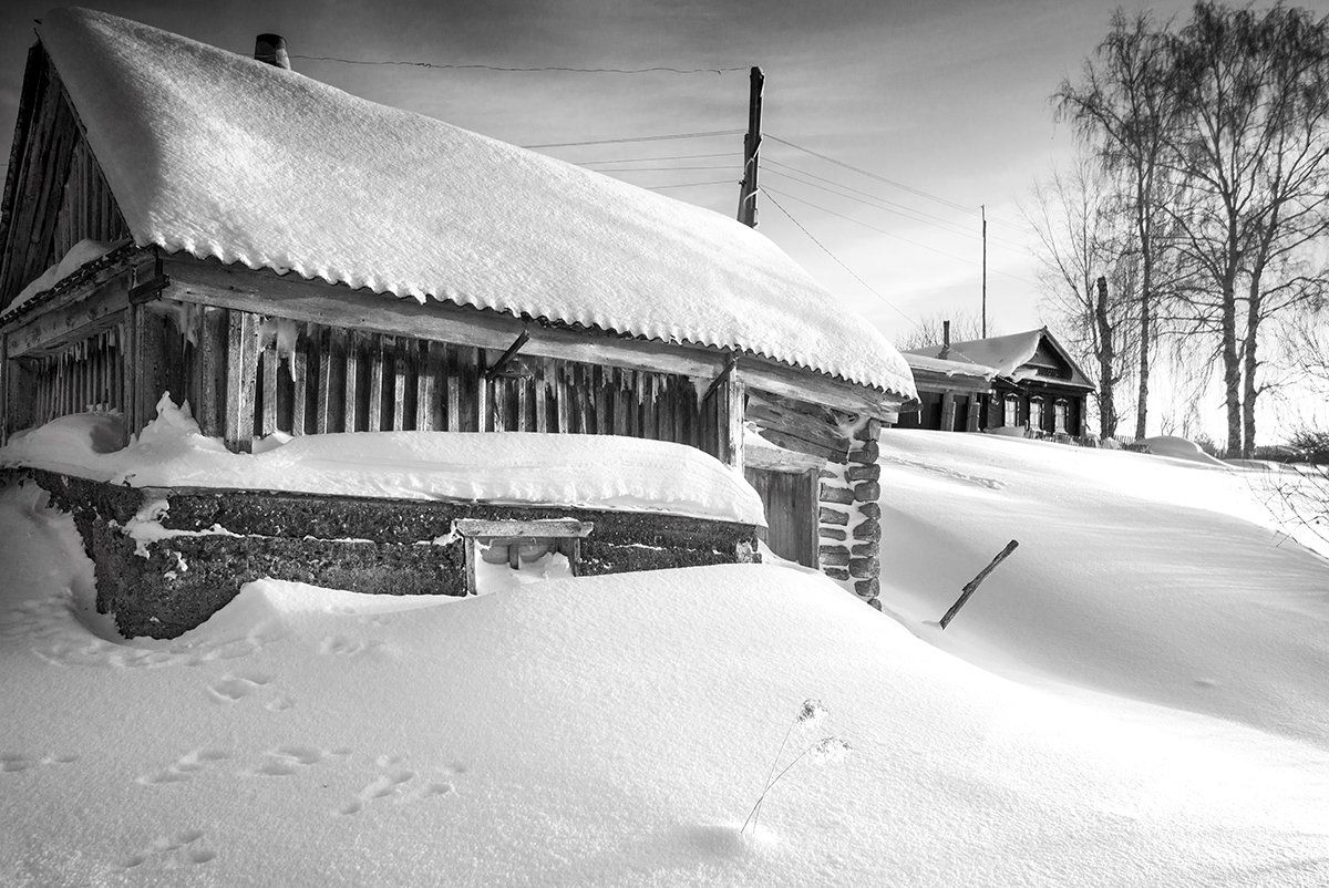 зима, деревня, баня, Владислав Никишин