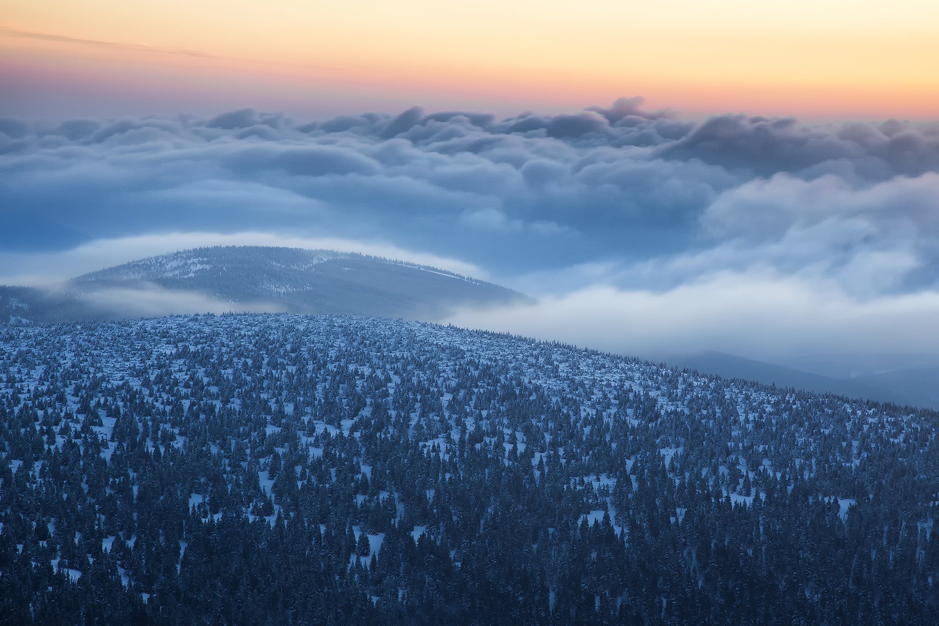 giant, mountains, sunrise, clouds, Grzegorz Zimny