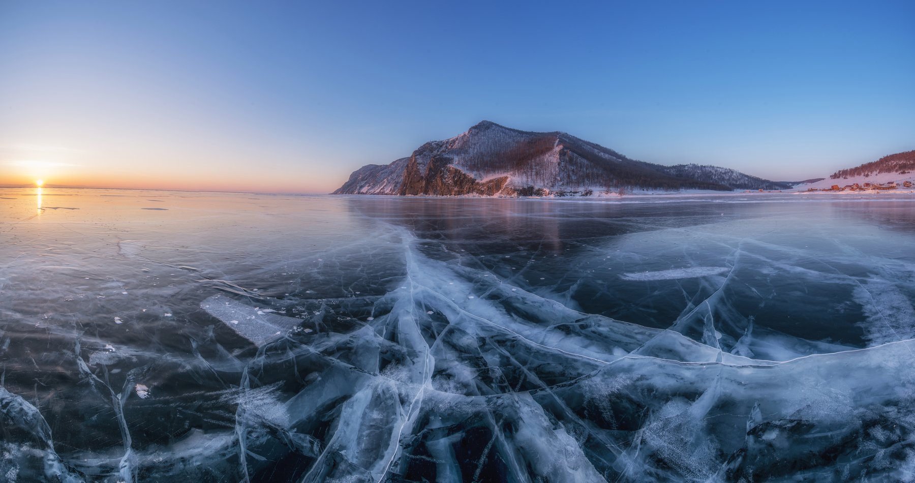 байка, лед, пейзаж, мороз, рассвет, узуры, природа, Igor Ivanko