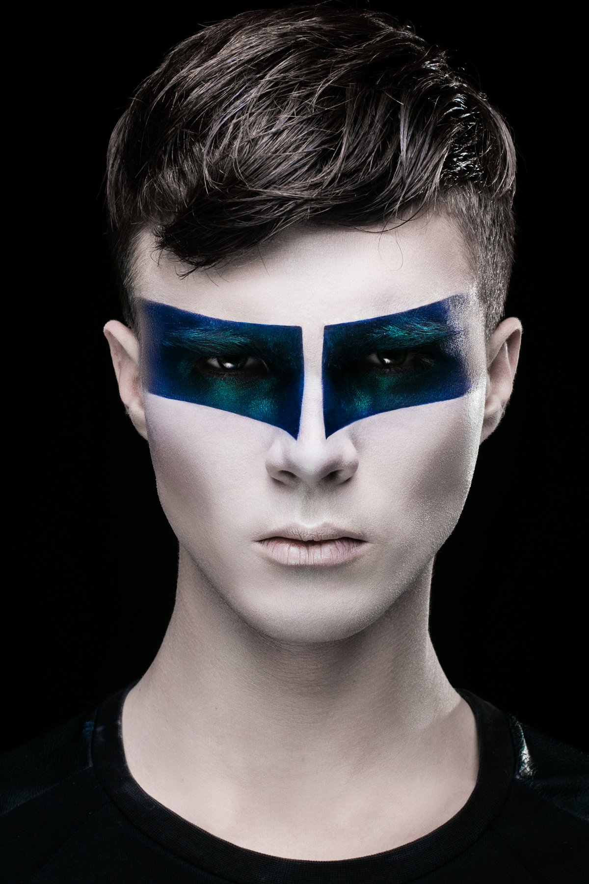 portrait, man, boy, art, makeup, idea, look, fashion, style, black, blue, Латкина Анна Андреевна