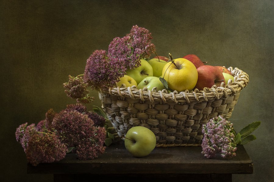 натюрморт, яблоки, цветы, фрукты, still life, Оля