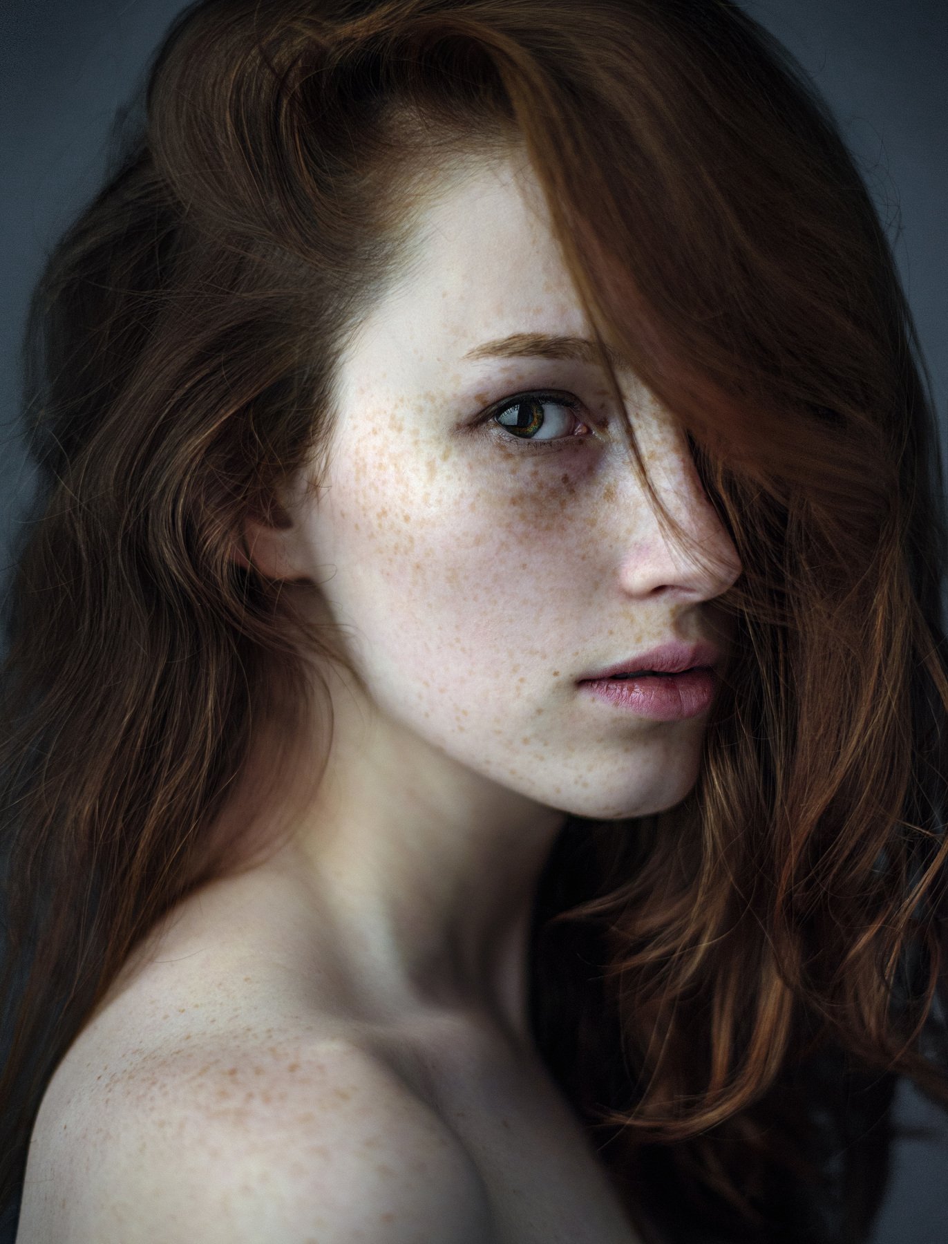 девушка, молодая модель, веснушки, рыжая, хедшот, портрет, натуральная, Андрей Шепель
