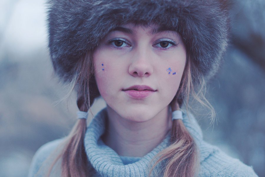 зима, меховая шапка, Мария Сечкарева