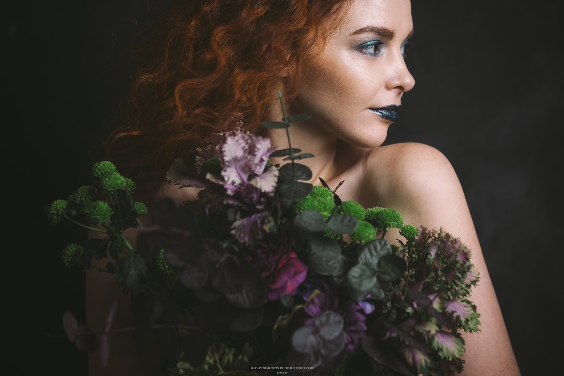 art, body, girl, skin, beauty, flowers, portrait, Paushok Alexander