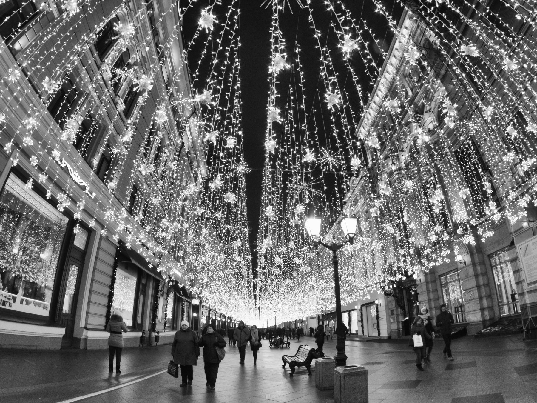 Street, Landscape, Highlights, Moscow, Russia, Black and white, Monochrome, Elena Beregatnova
