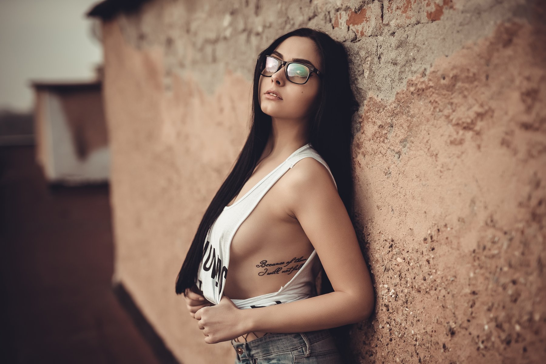 sexy, model, fashion, erotic, lips, body, fabric, retouch, sunset, tatoo, glasses, Atanas Petkov
