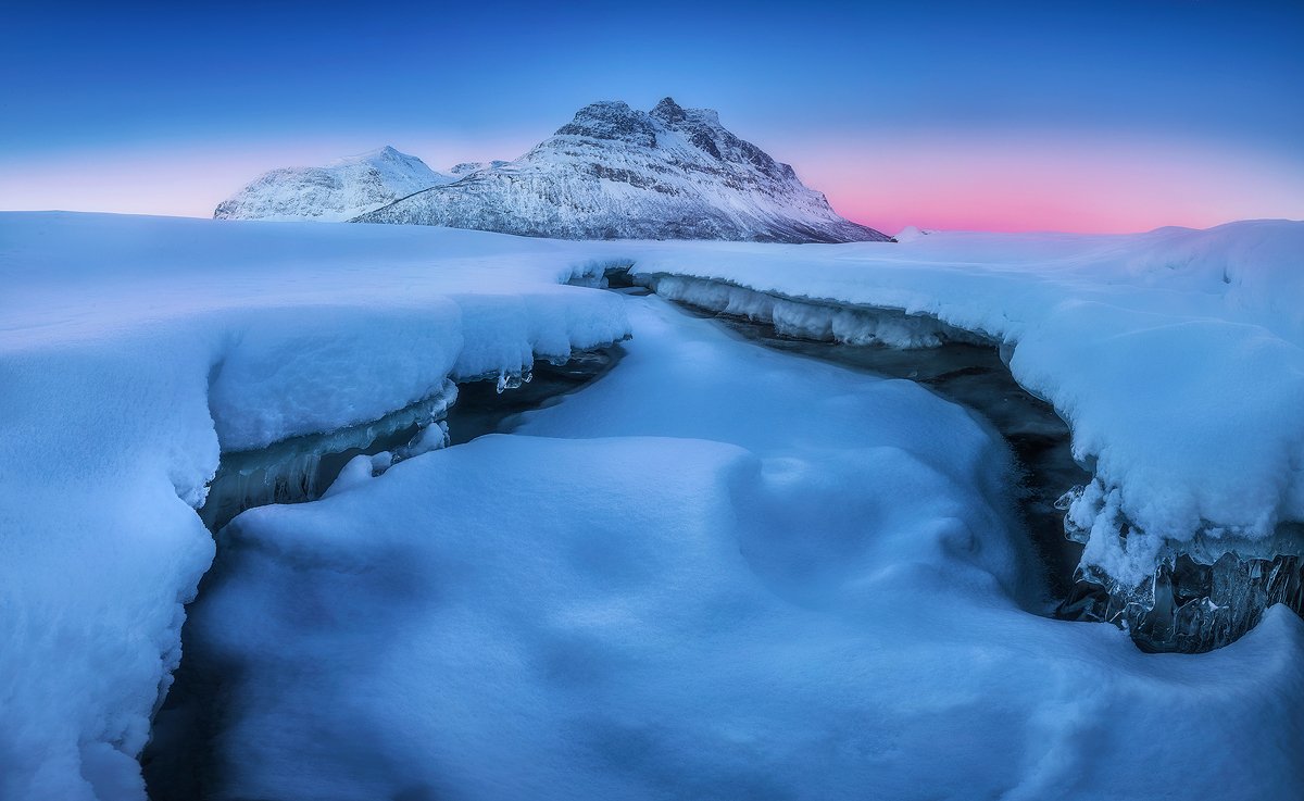 skoddebergvatnet norway sunrise snow winter landscape , Roberto Pavic