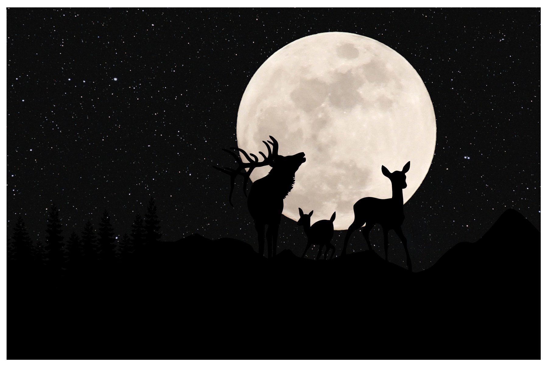 олень, луна, природа, ночь, горы, Sergii Vidov